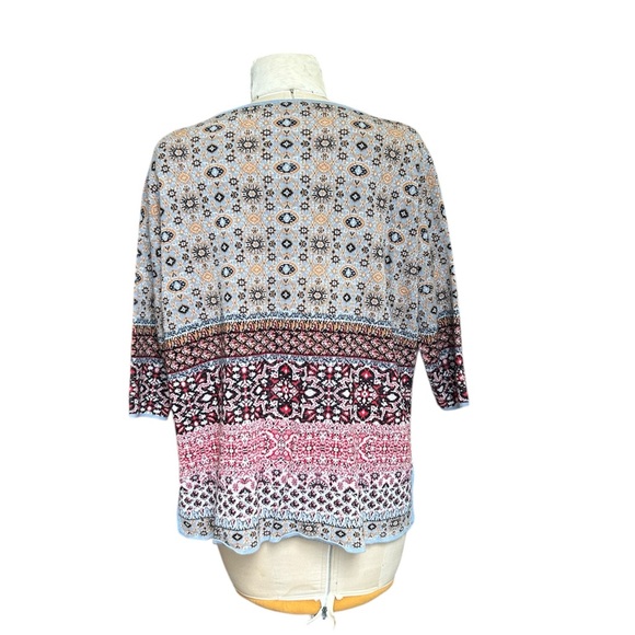 J. Jill‎ Linen Blend Aztec Fair Isle Geometric Sweater Lightweight Colorful M - Picture 6 of 13